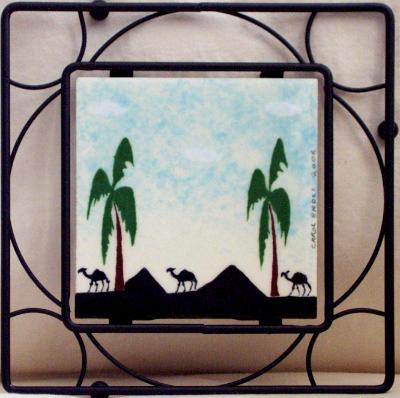 4" tile mounted in trivet