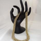 N-104 Gold Herringbone Design Woven Necklace