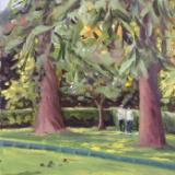 The Bowling Green, Swindon Old Town Gardens, oils, 10x8 ins.