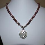 Om Pendant with Rose Freshwater Pearls 