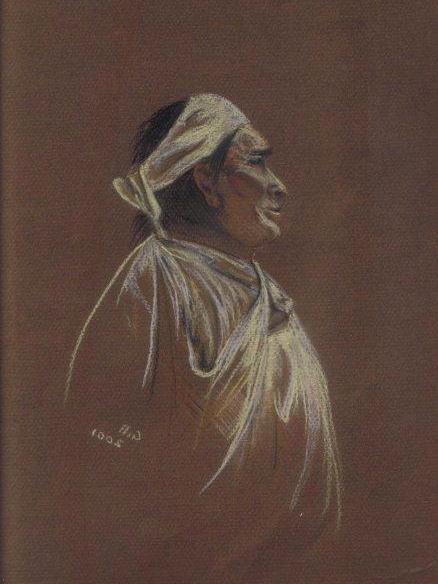 Man in White - Pastel on coloured paper  10x8"