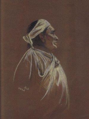 Man in White - Pastel on coloured paper  10x8"