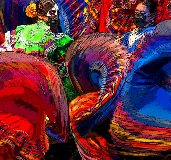 Folklorico in Reds, The Beauty of Dance during Pandemic 12x12 on metal