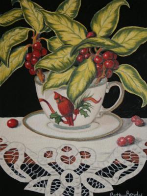 Cardinal cup with Berries SOLD