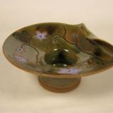 120630.CD Flower Vase with Wave Design and Purple Blossoms