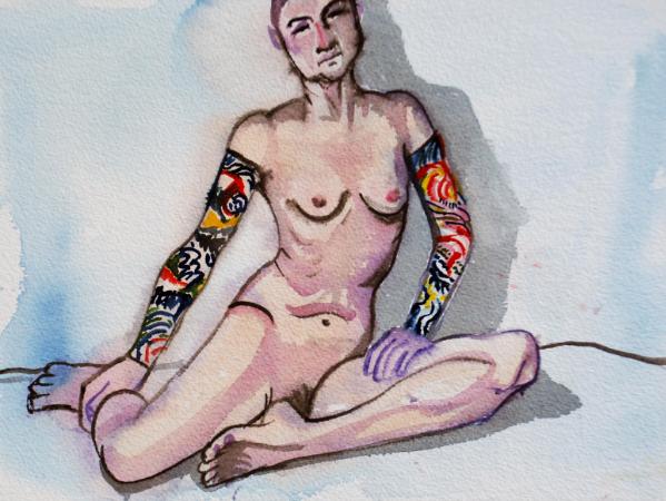 Nude with Tattoo Sleeves