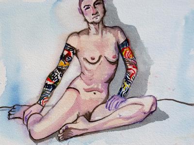 Nude with Tattoo Sleeves