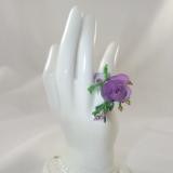 R-5 Lavender Beaded Ring w/Purple Flower