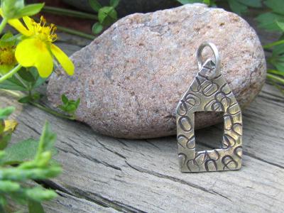 *SOLD OUT* The cabin - Handmade sterling silver pendant, stamped and oxidized *SOLD OUT* The cabin - Handmade sterling silver pendant, stamped and oxidized