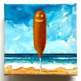 CORN DOG WITH TROUBLED BACKGROUND