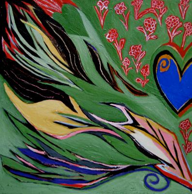 Angel Feathers, Blue Heart and Dancing Flowers Angel Feathers, Blue Heart and Dancing Flowers
