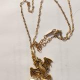 Golden Steampunk Dragon  heart locket