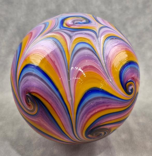 #07022604 Glass Float Rainbow swirls 6.5'' $125.00