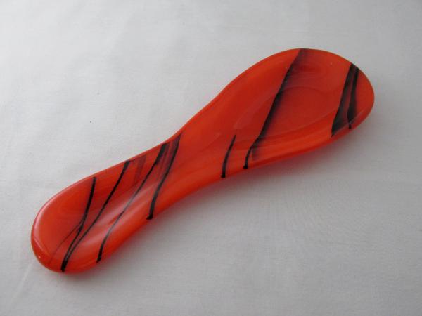 SR12101 - Orange with Black Streamers Small Spoon Rest