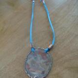 13-054 Copper with sterling, turquoise stone and leather Necklace