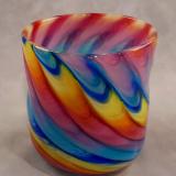 #12092506 Vase 4''HX3.5''W rainbow tie dye design $95.00