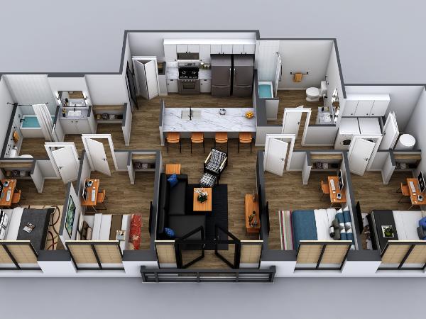 3d floor Plan designer Designed Residential Apartment Concept by Architectural Rendering Studio, Phoenix, Arizona