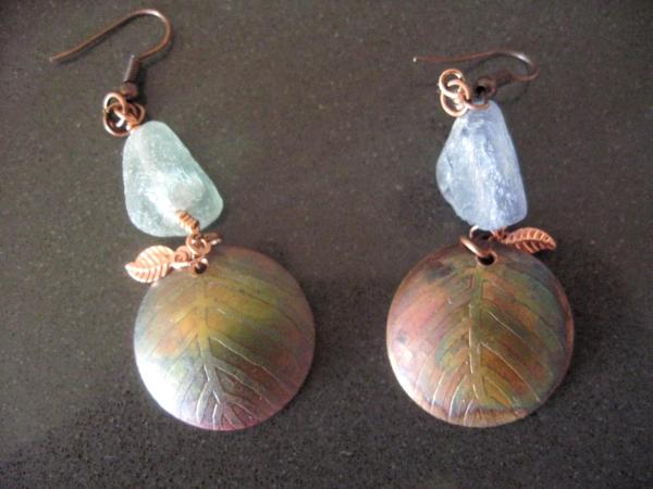 12-051 Copper Etched Fluorite Earrings