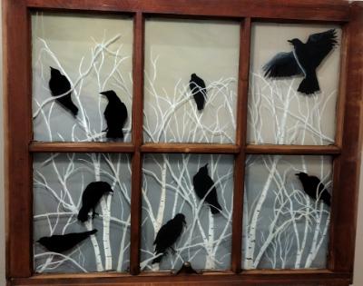 Crows in the Birch Tree