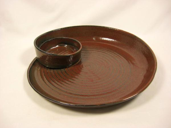 110901.J Spiral Chip-N-Dip with Iron Red Glaze