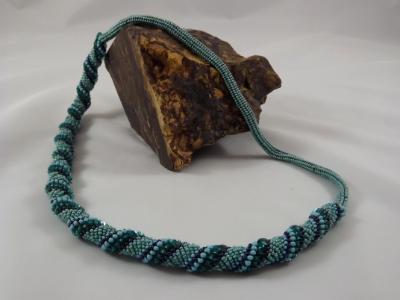 N-7 Turquoise Spiral Necklace with Ndebele Strap N-7 Turquoise Spiral Necklace with Ndebele Strap