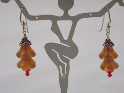 E-16 Matte Amber Flower Earrings E-16 Matte Amber Flower Earrings