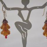 E-16 Matte Amber Flower Earrings