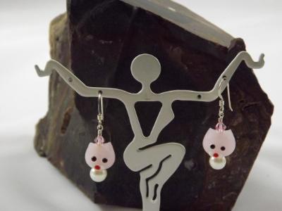 E-85 Pink Cat Earrings