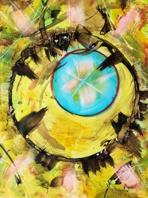 Blue within red within collapsing brown circle. Blue within red within collapsing brown circle.
