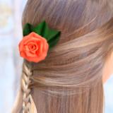 Light Peach Rose Hair Clip