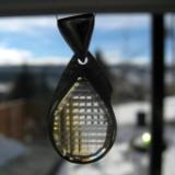 13-134 Sterling and Checkerboard Quartz Pendant