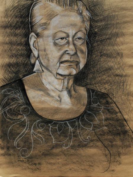 Barbara, Charcoal on Kraft Paper