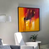 Installed painting in float frame