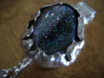 14-057 Sterling and titanium coated drusy pendant