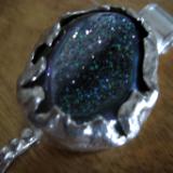 14-057 Sterling and titanium coated drusy pendant