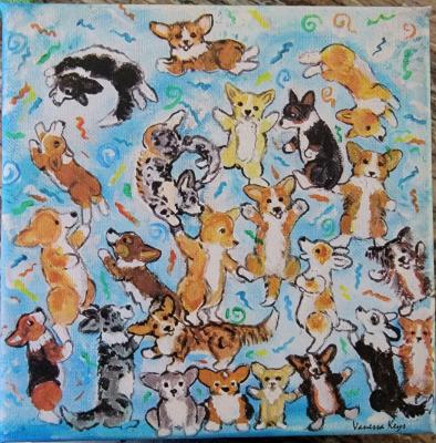 Joyful Corgis 8x8