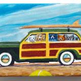 SIX DOGS IN A WOODY
