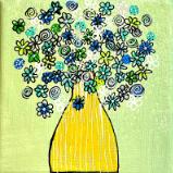 4x4 inch Acrylic Whimsical Flowers on Canvas