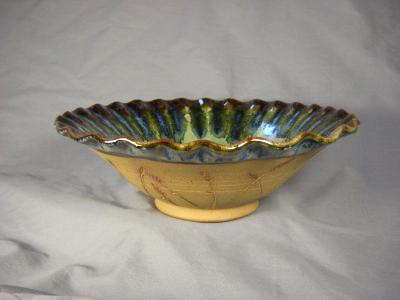 110513.D Fluted Bowl with Wheat Carving