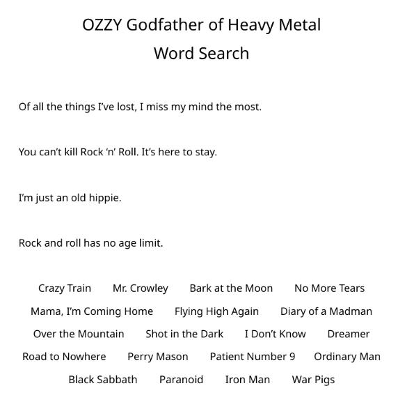 OZZY Godfather of Heavy Metal (2026) Sold