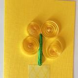 Yellow vase with flowers handmade quilling greeting card.