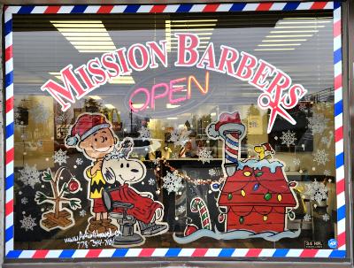 dog and boy barbershop