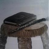 Moleskine and Paintbrush on Stool