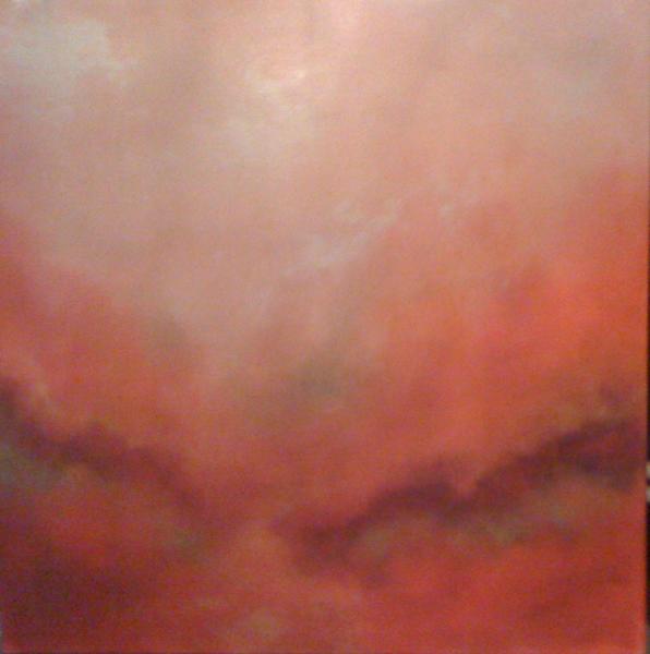 36" x 36" cadmium red with bronze
