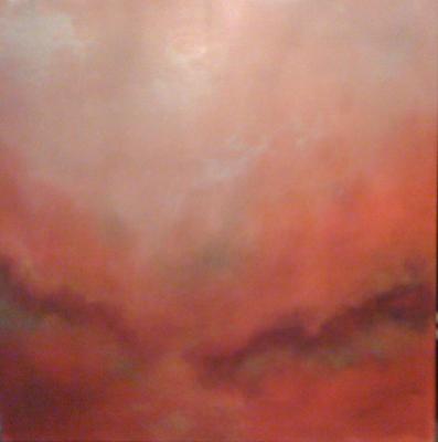 36" x 36" cadmium red with bronze