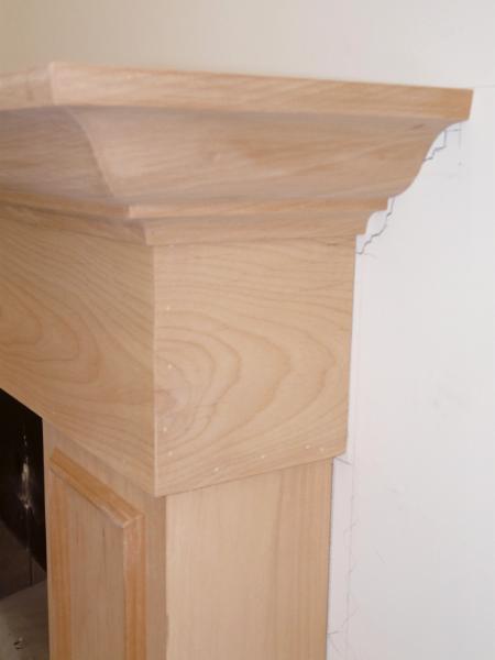 Custom solid alder fireplace mantle