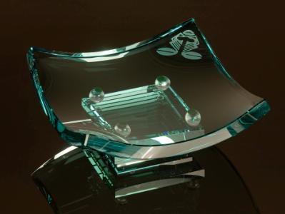 "12 INCH SQ. MASK TREY" W/ GLASS BASE by S Hazard 