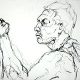 profile with arm raised