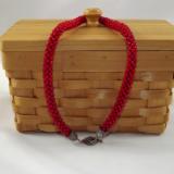 N-35 Red Crocheted Rope Necklace