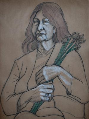 Barbara Holding Flowers